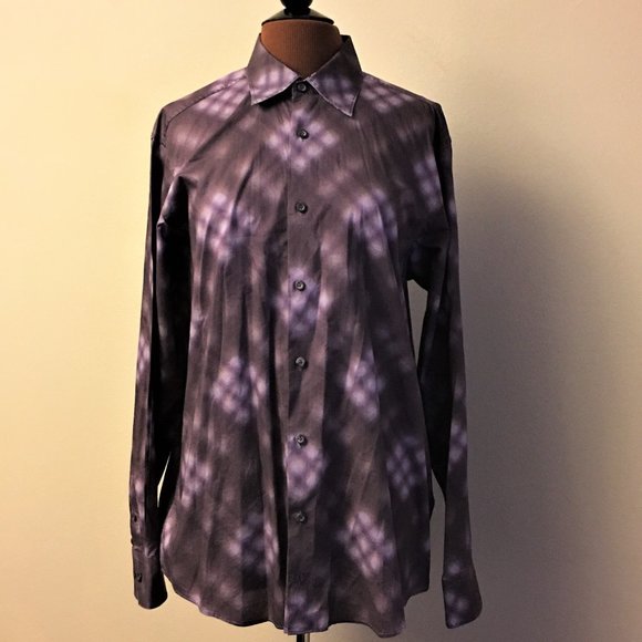 BUGATCHI Spread Collar Cotton Button Front Shirt - Picture 2 of 16